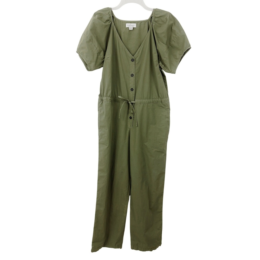 Anthropologie Velvet by Graham & Spencer Drucie Jumpsuit Size S Green Cotton